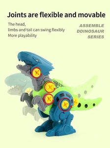 Detail of movable joints and flexible head, limbs and tail of the DIY dinosaur toy