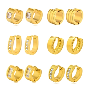 Stainless Steel IP Gold Plated Huggie Hoop Earrings For Women With AAA Cubic Zirconia Geometric Minimalist Jewelry