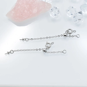 Silver adjustable slider bead chain jewelry connector with polished metal finish