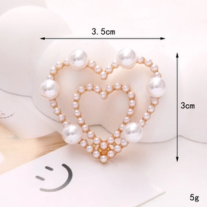 Eleganter Doppelherz-Anhänger aus Goldlegierung mit Perlen und Strass für Schuhe und DIY