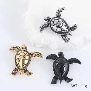 Polished stainless steel sea turtle pendant necklaces in silver, gold, and black finishes