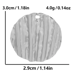 Detailed view of 304 stainless steel round pendant with dimensions and weight info