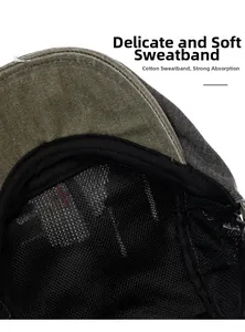 Détail de la doublure en maille respirante et du bandeau en coton doux à l'intérieur du chapeau