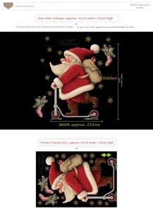 Detailed view of Santa Claus toilet stickers with product dimensions of 45x30cm layout