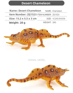 Detailed top and side view of realistic orange chameleon model showing dimensions and texture