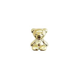 Polished golden cartoon bear pendant crafted from glossy acrylic with a metallic finish