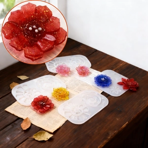 Flower pendant silicone mold set for DIY resin crafts with colorful floral samples