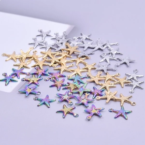 Starfish shaped pendants in gold silver and rainbow colors for DIY jewelry making