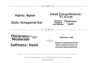 Detailed size chart for winter newsboy cap showing 57-61cm head circumference specs