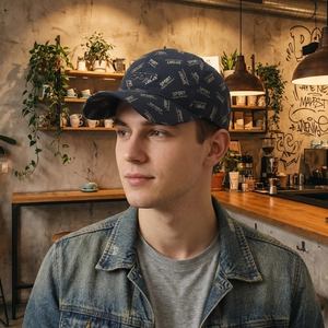Casquette de baseball bleu marine avec imprimé lettres et tissu respirant