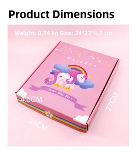 Set de regalo diario secreto de unicornio rosa con arcoíris, medida 24x27x4,5cm