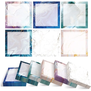 Set of 6 marble pattern self-adhesive sticky notes with elegant fluid art designs