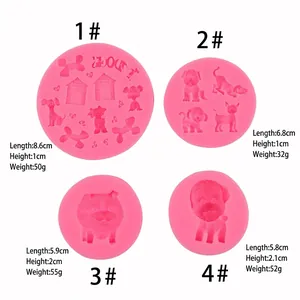 Moules en silicone rose chien et os pour décoration de gâteaux fondant et chocolat DIY