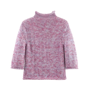 Starry gradient mixed color knit sweater with a mock neck for a relaxed fit