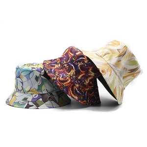 Double Sided Abstract Print Bucket Hat Cotton Polyester Sun Protection Sunshade Outdoor Travel Hip Hop Streetwear Unisex