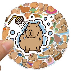 50pcs cute cartoon capybara waterproof stickers for DIY luggage and skateboard decor