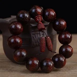 Bracciale Di Grani Da Preghiera Buddista Collana In Legno Di Sandalo Naturale Stile Etnico Zen Alta Densità Stelle D'oro Per Uomini Donne