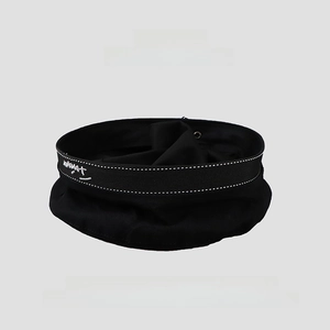 Detailed close-up of black JK beret featuring white letter embroidery and stitching
