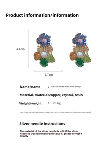 Spécifications de taille pour boucles d'oreilles fleurs en cristal et tige en argent