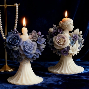 Molde de silicona 3D de rosa y busto femenino para velas aromáticas caseras