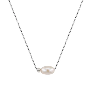 Minimalist s925 silver necklace featuring a baroque natural freshwater pearl pendant
