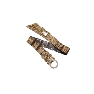Sparkling leopard print leather belt with crystal butterfly buckle and diamond inlay
