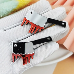 Halloween bloody acrylic butcher knife pendants for creative DIY jewelry making projects