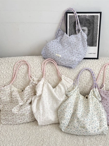 Borse tote in tela con motivi floreali e ciliegie con manici intrecciati per il lavoro
