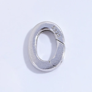 Polished S925 sterling silver oval spring clasp for DIY jewelry necklace and bracelet