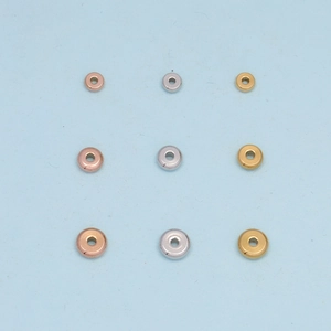 Flat stainless steel saucer beads for jewelry making in gold, silver and rose gold colors