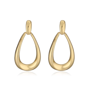 Minimalist hollow water drop earrings in 18K gold plated finish with elegant mirror reflections