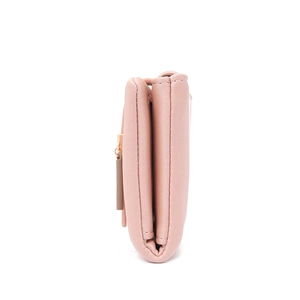 Seitenansicht der minimalistischen rosa PU-Leder-Geldbörse mit mehreren Kartenfächern