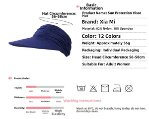 Detail of dark blue sun hat made of 82% nylon and 18% spandex cooling material