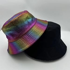Colorful holographic laser bucket hat and classic black cotton hat for outdoor wear