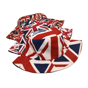 Three-piece set of reversible bucket hats with British flag Union Jack prints