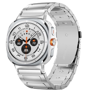 Correa de eslabones de acero inoxidable plateado para Samsung Watch 8 Ultra 2 en metal