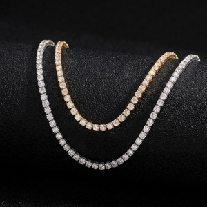 Classic tennis necklace in gold and silver finish with brilliant zircon settings