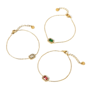 18K gold plated stainless steel bracelet with geometric zircon available in three colors