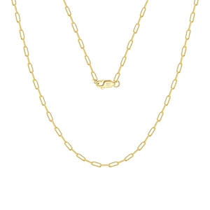 Detail shot of the S925 sterling silver paperclip link chain with gold plating finish