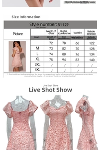 Detailed size chart for V-neck summer dress including length, bust, waist, and hip data