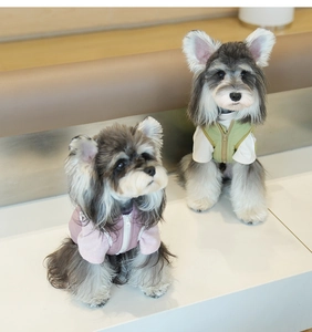 Détails des gilets matelassés pour chiens rose et vert avec anneaux de laisse intégrés