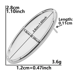 Detail view of 304 stainless steel heart-shaped stud earring base with dimensions and weight