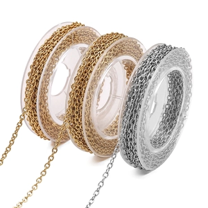 DIY jewelry kit with gold and silver stainless steel chains on rolls for necklaces