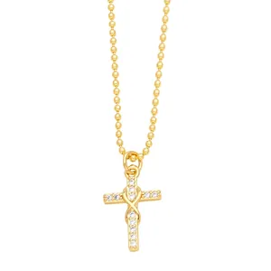 Minimalist gold infinity cross necklace for women featuring sparkling cubic zirconia