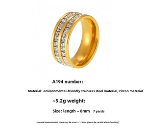 Macro shot of double-row cubic zirconia setting on 18K gold plated stainless steel band
