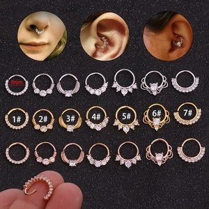 Zirkon Nasenring Kupfer Zirkonia Septum Clicker Scharnier Knorpel Hoop Ohrring Piercing Schmuck Für Frauen