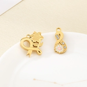 18K gold plated stainless steel sunflower pendants with ribbon and infinity symbols