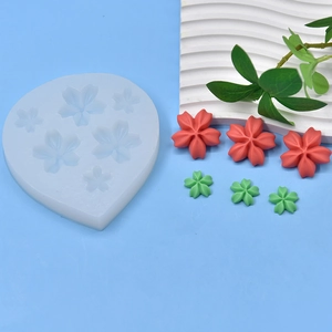 6-cavity cherry blossom silicone mold for DIY flower soaps and fondant crafts