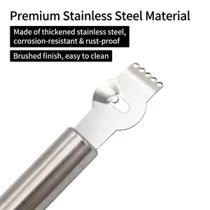 Premium brushed stainless steel lemon zester tool with sharp holes for citrus peeling
