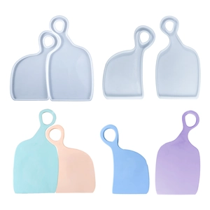 Minimalist silicone resin tray mold set in multiple pastel colors with ring handle